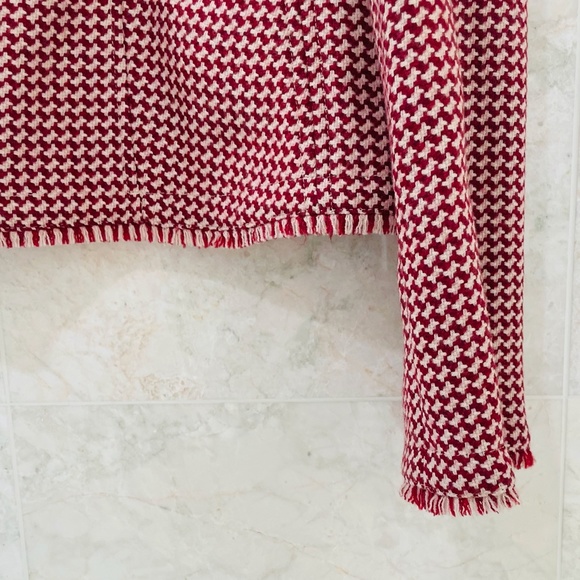 ARMANI {12} Jacket Cropped Dark Red Cream Fringe - Picture 4 of 14